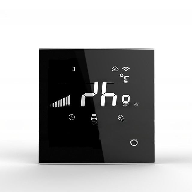 Dispositivo touch screen nero Tuya APP termostato intelligente per sistema di caldaia 24VAC/110VAC/220VAC